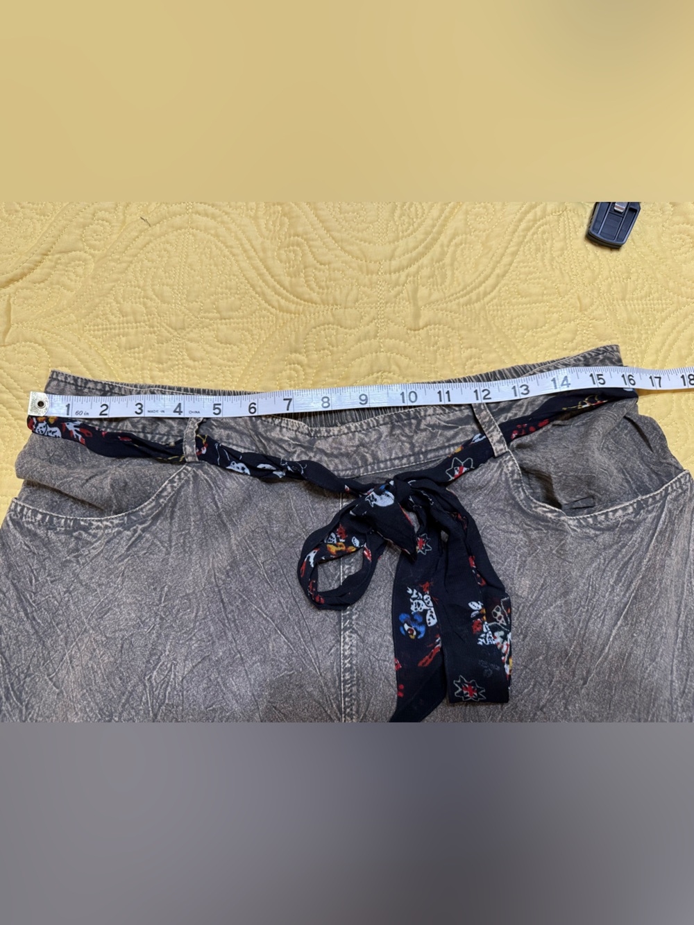 H006 NWT Young Threads XL L w16-20 Boho Olive Wide-Leg Patchwork Pants - Picture 8 of 12